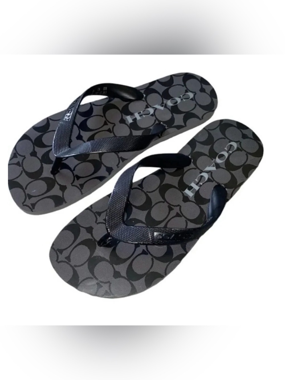 Coach Brown and Black Logo Flip Flop Sandals